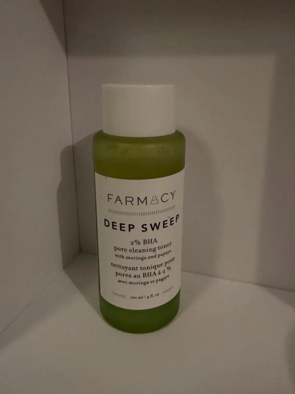 Farmacy Deep Sweep Toner — Green and White Bottle